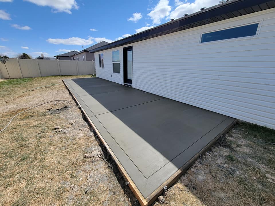 Smooth-finished concrete patio