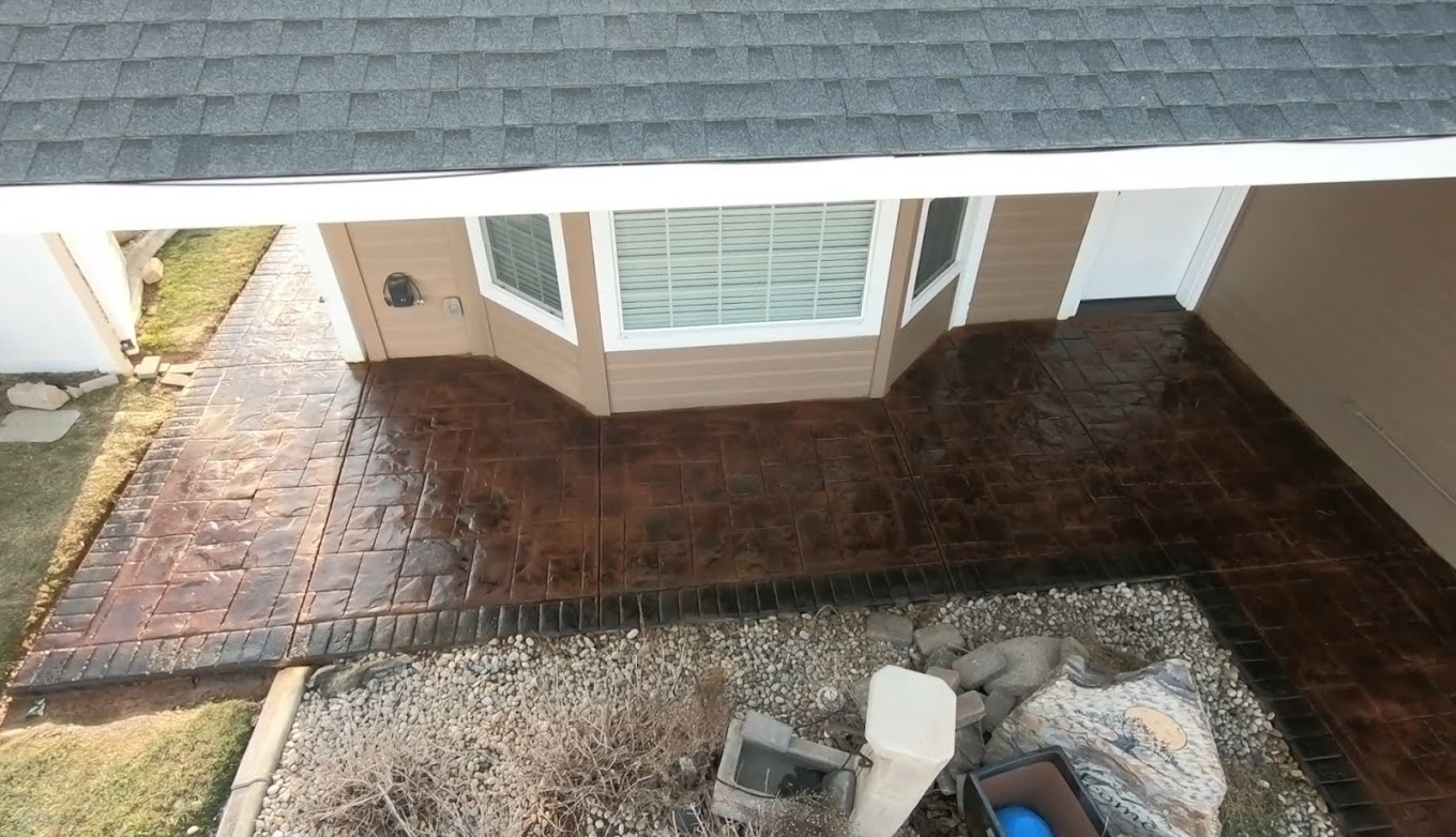 Stained stamped walkway
