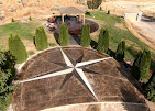 Stamped concrete compass medallion